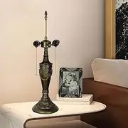 Table Lamp Base Replacement, Only for 16 Inches Tiffany Stained Glass Lampshade Pole Height 23 Inches Bronze Finished Rose Resin Desk Lights Base with 2 Lights KeYJ