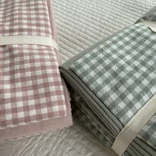 純棉水洗棉床包組 北歐簡約風純棉純色格子床包被套枕頭套套件床包4件組 單人雙人加大特大床包組
