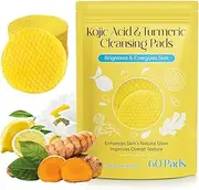 Turmeric Kojic Acid Padses, 60 kojic acid and Turmeric Cleansing Pads, Turmeric Cleansing Padses for Dark Spots, Exfoliating Turmeric Padss Suitable for Deep Cleansing and Oil Control