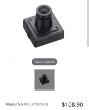 KT&C KPC-V700NUB 750TVL Mini Square Mini Board Camera 3.6mm Lens, Black