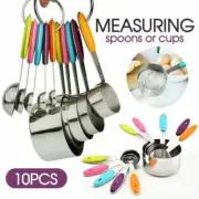 Measuring Spoons Cups 10PCS Stainless Steel Baking Teaspoon Kitchen Gadget Kit