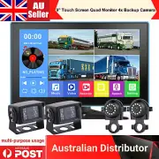 9" Touch Screen Quad DVR Monitor FM BT 4x Backup Cameras For Van Trailer Trailer