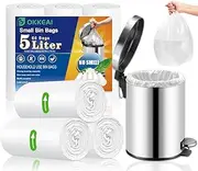 Small Bin Bags 5 Liter,Mini Pedal Bin Bags Garbage Bags Wastebasket Bin Liners for Bathroom Toilet Bedroom Office,66 Counts White Trash Bags Fit 3-6L Rubbish Bin