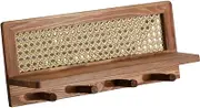 Generic Wall Mounted Coat Hanger with Shelf and 4 Hooks for Entryway and Kitchen, Camel Color, as described