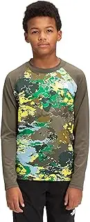 [THE NORTH FACE] Boys' L/S Sun Tee, Sulphur Spring Green Cloud Camo Print, XL