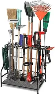Garden Tool Organizer for Garage, Yard Tool Storage, Garden Tool Rack, for Shed Home Outdoor, Up to 58 Long-Handled Tools, Garden Tool Stand, Heavy Duty Steel, Black