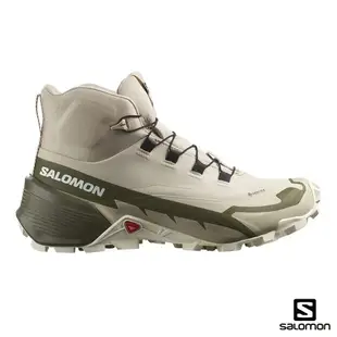 【SALOMON】女CROSS HIKE 2 GTX 中筒登山鞋 羽毛灰/橄欖綠/白 L41731100