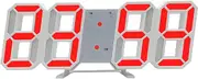 zolyet 3D Wall Clock Multi-Functional Digital Table Lock Temperature Display Large Screen Alarm Clock for Home Living Room Office Warehouse White Shell & Red Light