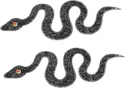 ARTIBETTER 2pcs Snake Shaped Rhinestone Iron Patches for DIY Clothing Shoes Hats Bags Bling Glitter Fabric Appliques for Unique Personalization and Stylish Enhancements