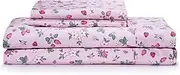100% Cotton Printed Queen Sheets Set (Pink Floral) 4 Piece - Percale Bed Sheets for Queen Size Bed - Deep Pocket Fits 16" Mattress - Cooling & Breathable Sheets Set