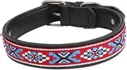Kisangel 1pc Pet Collar Folk-Custom Cow Leather Dog Collar for Puppies Comfortable -Resistant