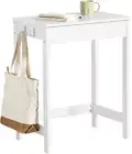 Small White Desk with Drawer Hooks