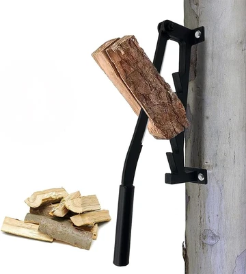 Log Firewood Kindling Splitter Hand Manual Wood Splitting Tool Wall Mounted, ...