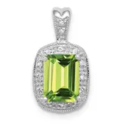 Sterling Silver Rhodium Peridot u0026 Diamond Pendant