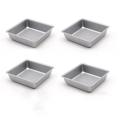 Astra Gourmet Flunyina 4 Inches Non-Stick Square Cake Pans Set of 4 Carbon Steel