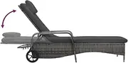 Camping Sunloungers Reclining Patio ChairsSun Lounger with Wheels Poly Rattan Grey**