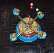 MERRY GO ROUND Blue China Clockwork Tin Vintage Toy Chinese RARE New with box