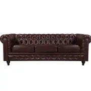 Nester Chesterfield 3 Seat Sofa Cherry Brown