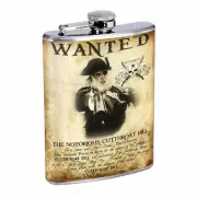 Vintage Pirate Ship D15 Flask 8oz Stainless Steel Hip Drinking Whiskey
