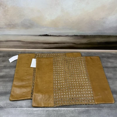 Pottery Barn/Villa Classic Concepts Caia Toscano Leather Lumbar Pillow Covers x2