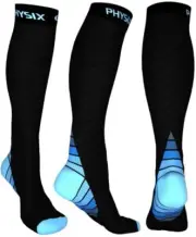 Physix Gear Compression Socks 20-30 mmHg - Men & Women - S/M Black/Blue
