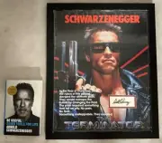 Arnold Schwarzenegger Hand Signed Framed 16x20 Custom Mat + Book TERMINATOR
