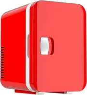 6L Mini Refrigerator, Ac/dc Thermoelectric Cooler, Cooling Fan, Portable Carrying Handle, Skin Care Drinks, Personal Refrigerator for Office Dormitory red