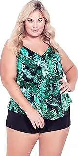 [Avenue] Women's Plus Size Tankini 3 Tiered PRT