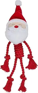 Generic Happy Tails Christmas Rope Santa Toy, Plush Head with Squeaker, Tough Rope Body, Small to Medium Dogs, Tug Toy