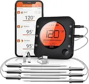 [BFOUR] Bluetooth Meat Thermometer Wireless Meat Thermometer, Wireless Digital Grill Thermometer with 6 Temperature Probes, Large LCD Display, Bluetooth Thermometer for Grill, Smoker, Oven and BBQ