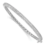 Sterling Silver Shimmer Rhodium-Plated 175 Stone Pav Cz Hinged Bangle Bracelet
