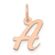 14k Rose Gold Small Script Letter A Initial Charm Bracelet Necklace