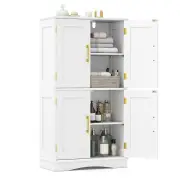 CostwayFreestanding Bathroom Floor Storage Cabinet Pantry Cabinet-White