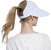 [OZ SMART SUN PROTECTION] Visor Hat for Women with Face Mask, Sun Visors for Golf, Tennis, Running, Sports, Beach, Travel, Cap with Ponytail Hole, UPF Sun Protection White