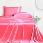 Al Ahmedani Linen Pink Satin Sheets Queen - 4 Pcs Luxurious Pink Silk Bed Set