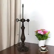Antique Resin Table Lamp Base with 2-Light Sockets for 16 Inch Tiffany Style Stained Glass Lampshade, 22-Inch Tall Bedside Study Reading Lamp Base Replacement KeYJ