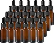 24 Pack 20ml Amber Glass Bottles with Eye Dropper and Black Cap, Refillable Essential Oil Bottles Cosmetic Containers