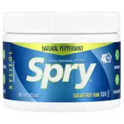 Xlear, Spry®, Dental Defense System, Sugar-Free Gum, Natural Peppermint, 100 Pieces