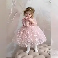 在飛比找蝦皮商城精選優惠-兒童公主裙中兒童舞臺表演服粉色蝴蝶設計女童公主禮服洋裝