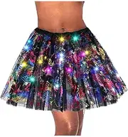 [Florry] Light Up Tutu Skirts Led Halloween Tulle Ballet Skirts Spider Bat Layered Dance Skirt Party Costume Tutus for Women