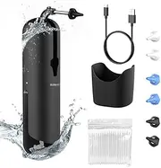 AUSWAY Electric Ear Water Powered Ear Cleaner Wax Removal Automatic Ear Cleaning Tool with 4 Pressure Modes - Safe and Effective Ear Cleaning Tool - Water Resistant USB Rechargeable