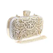 Womens Sparkly Crystal Clutch Bag Bridal Purse Evening Handbag-Silver