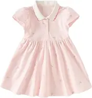 [DAVE & BELLA] DAVE&BELLA Toddler Girl Polo Dress Short Sleeve Cotton Playwear Dress High Waist Pleated Athletic Tennis Golf Sundress
