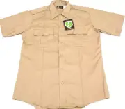 Horace Small Size 15 1/2 Tan Khaki Sentry Security Mens S/S Uniform Shirt