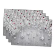 Winter Snowflakes Placemats Set of 4 Christmas Silver 12"x18" Silver Snowflake