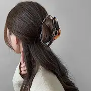 [TseenYi] Large Hair Claw Clips Acrylic Brown Large Hair Clips Geometric Irredular Claw Clips Hollow Claw Hair Clip Non Slip Hair Clips Resin Bun Hair Clip Minimalist Hair Pin