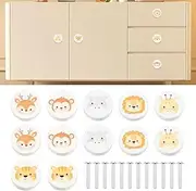 12pcs Drawer Knobs Wood Cabinet Handles Dia1.4'' Dresser Knobs with Screws Decorative Cute Printed Drawer Pull Handle Furniture Door Handle for Nursery Cupboard Drawer Wardrobe