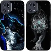 2 Pcs/Lot Growl Wolf Printed TPU Soft Gel Silicone Back Phone Case Cover (Case for Oppo Find X5 Pro)
