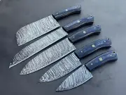 USA FREE SHIPPING handmade damascus steel Cleaver with chef knives set lot of 5