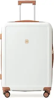 [FFYUEEE] 20/24/26 Inch Suitcase, Password Leather Case with Universal Wheels at The Bottom, Zipper Trolley Case,White,20 inches